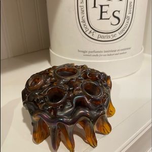 Antique Tiffany Studio Glass Flower Holder Authentic Iridescent Favrile